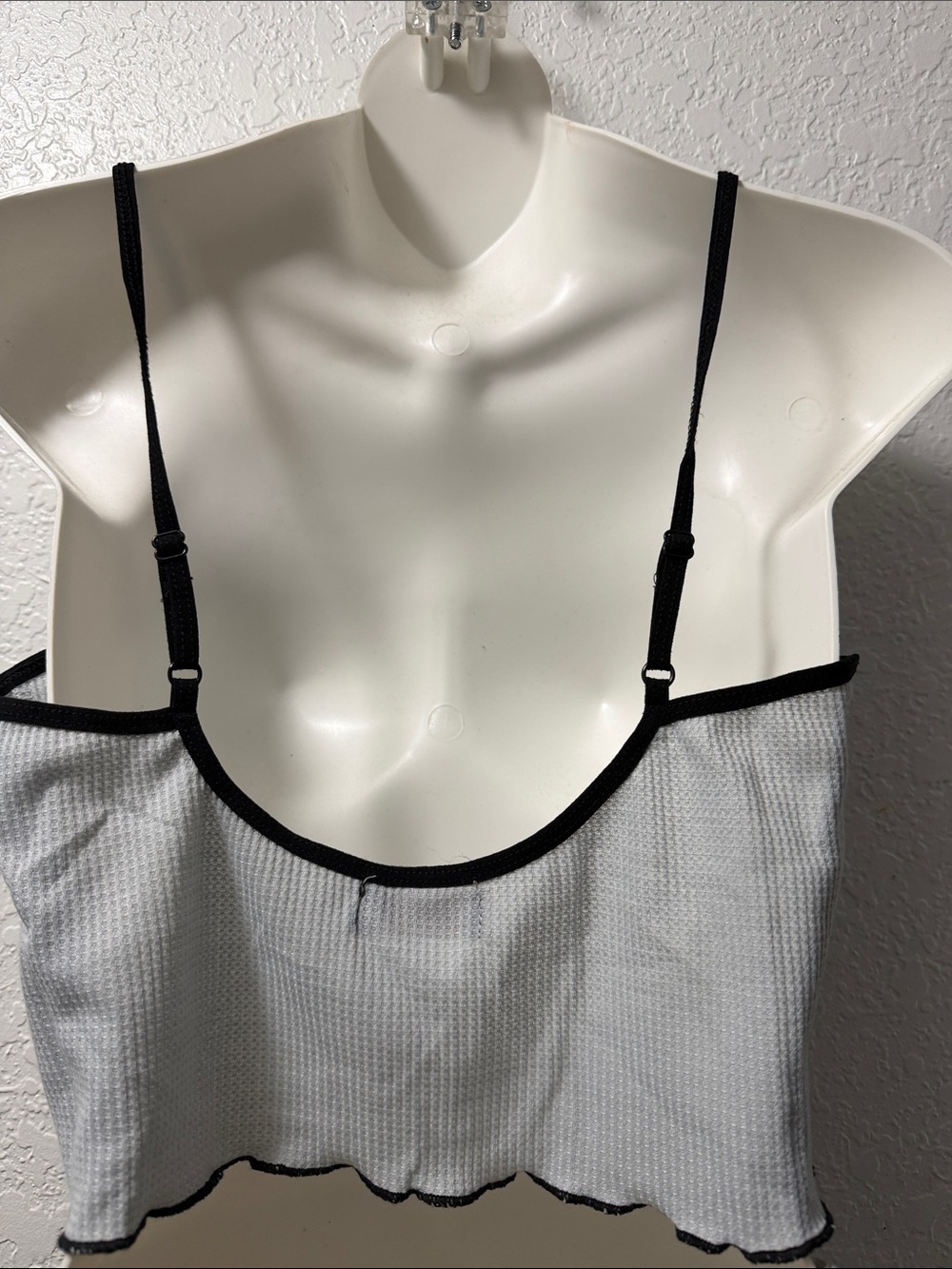 Von Dutch Grey & Black Waffle Halter Crop Tank - Picture 6 of 8